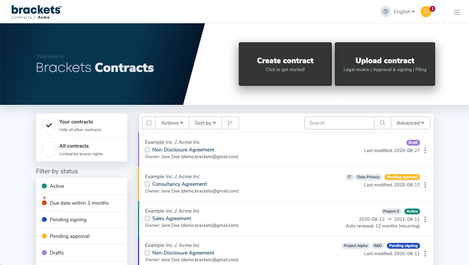Contract Management Made Easy | Brackets Contracts